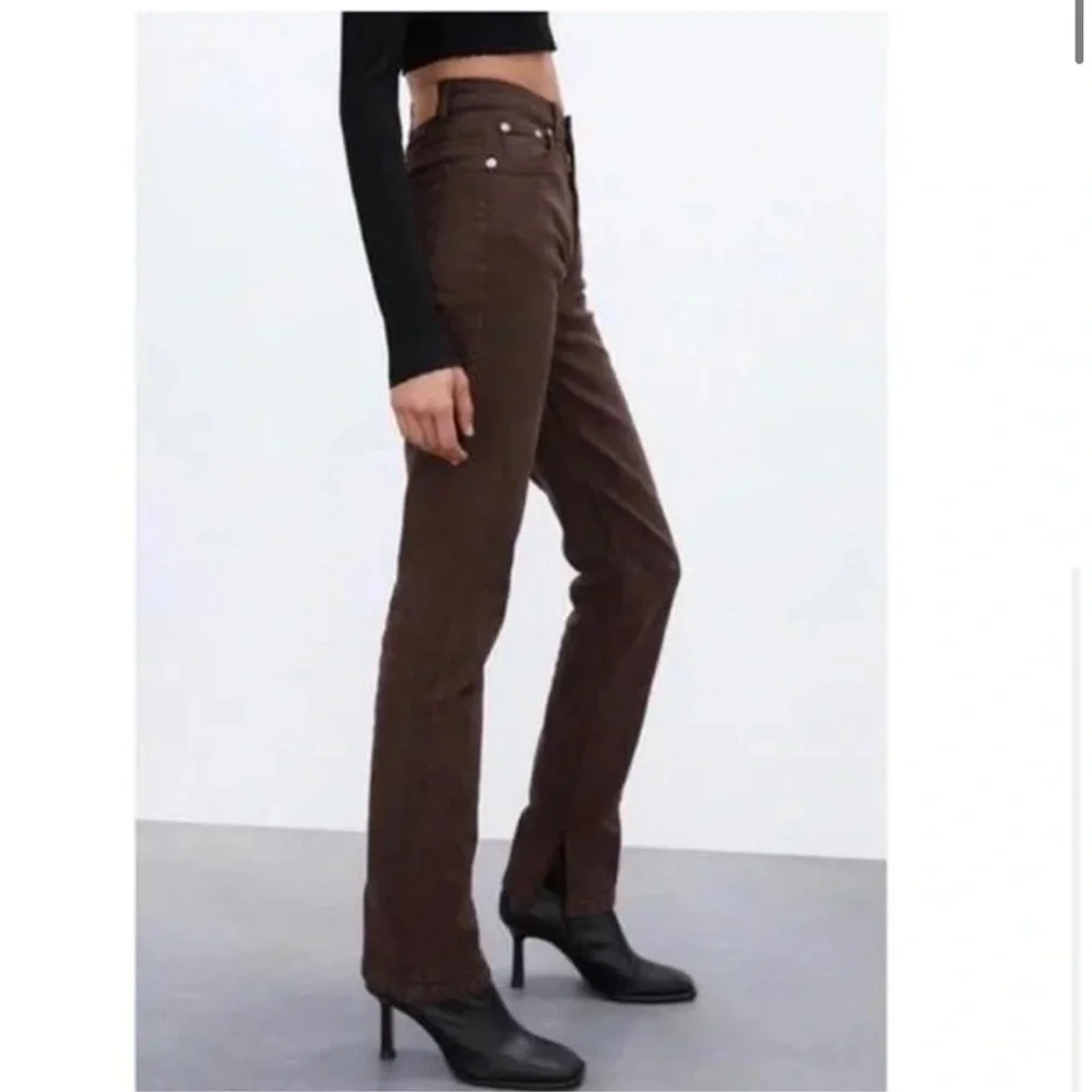 Zara split hem Brown jeans Size 4 - Picture 2 of 7